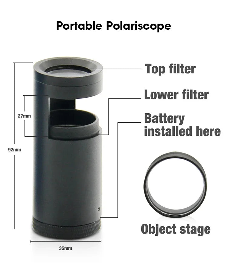 Polariscope, handheld with build in LED